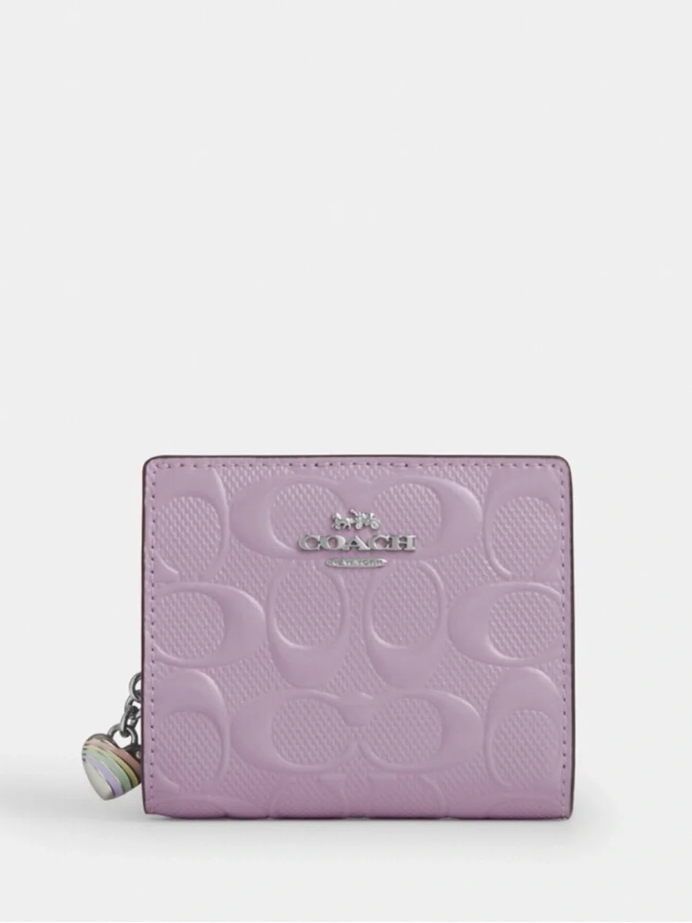 Coach Embossed Wallet in Lilac with Heart Charm